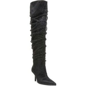 Madden Girl Sashaa Slouchy Over‎ Knee Boot Sz 6.5 Rhinestones Stilettos Fishnet